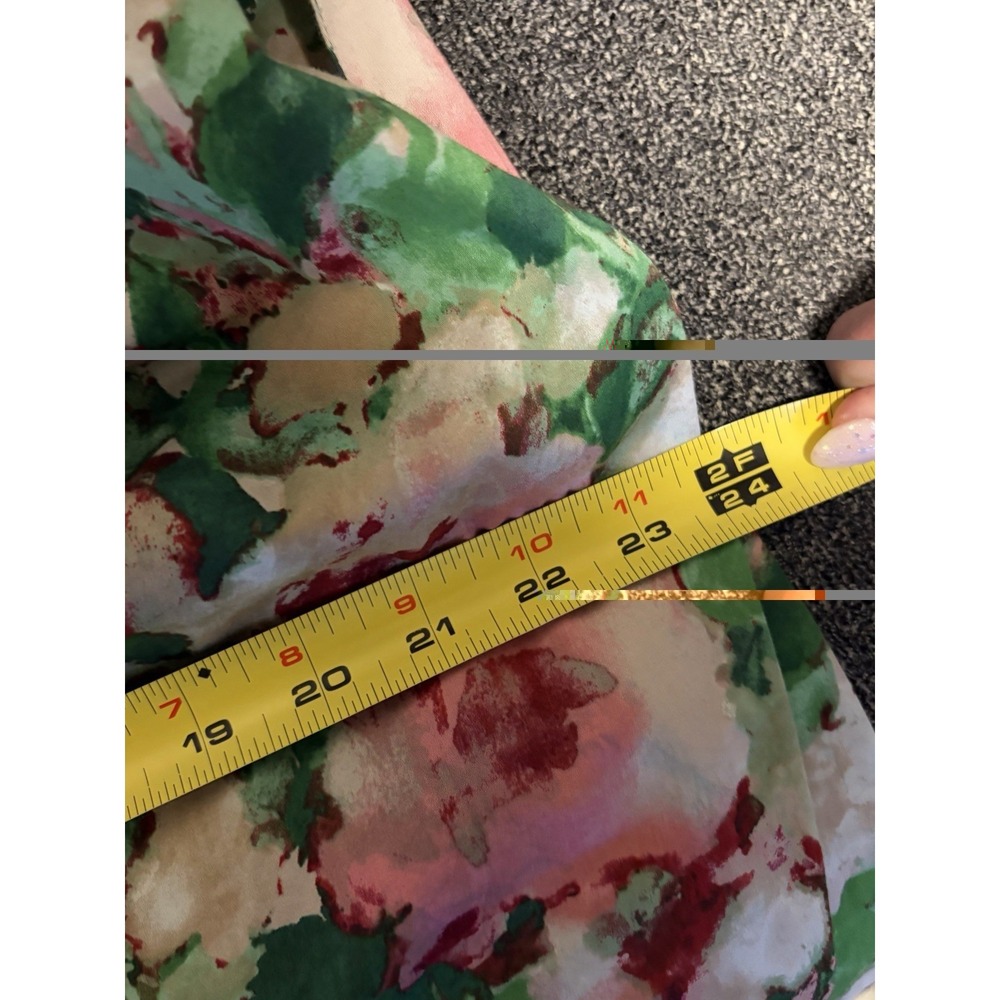 Talbots Cotton Sun Dress~12~ Watercolor Floral Fitted Belted V Nk Cap Sl Cottage - Picture 15 of 16